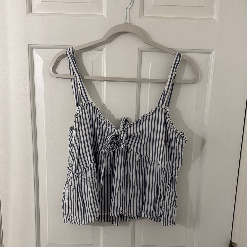 American Eagle Outfitters Navy and White Striped Blouse